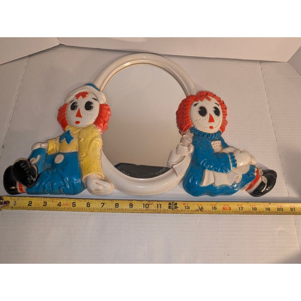 Vintage 1977 Raggedy Ann & Andy Mirror Wall Plaque Sysco Inc - Picture 6 of 7